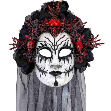 Maschera Viso PVC Horror Dia De Los Muertos con Fiori e Velo |_280