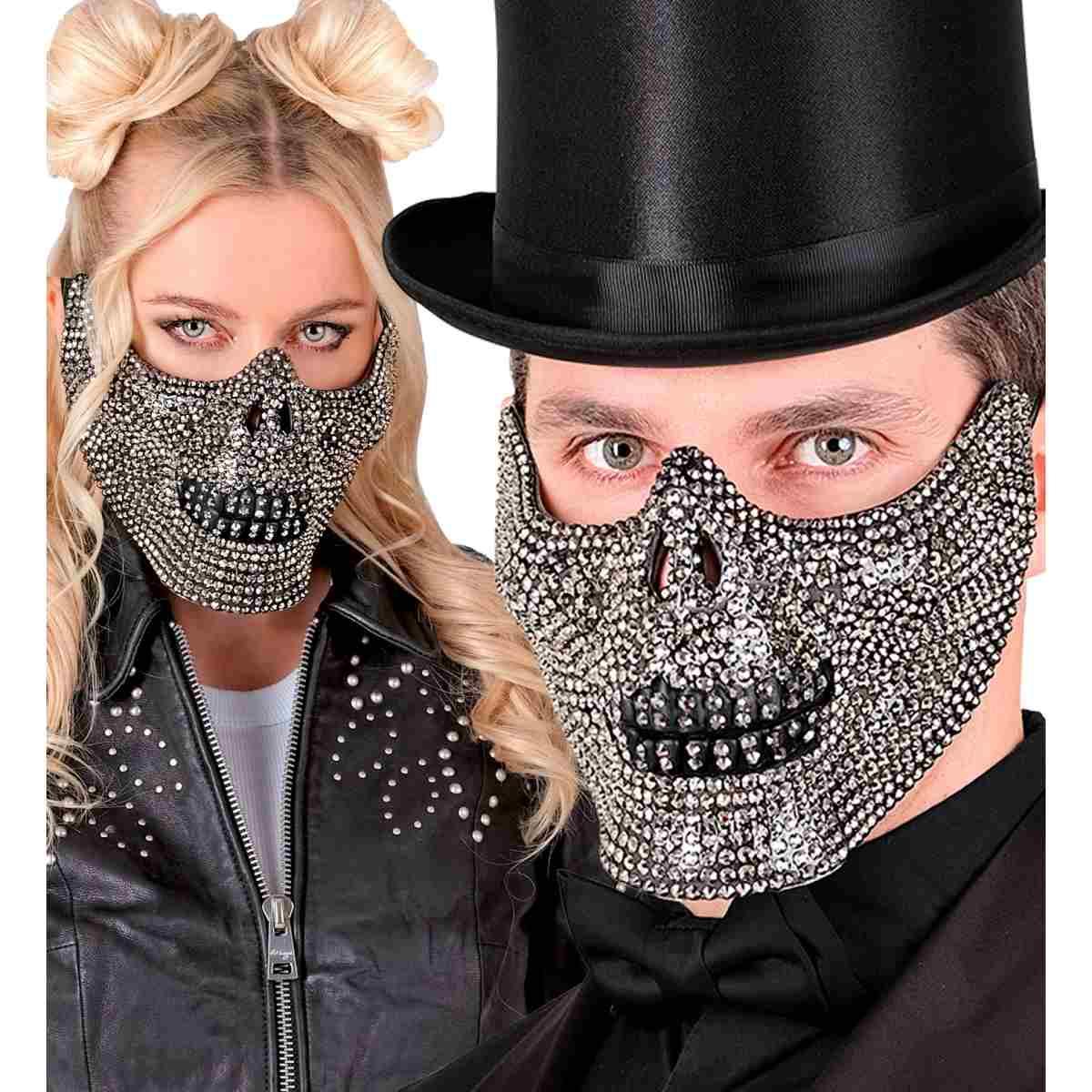 Maschera Viso PVC Horror Teschio con Strass |_933