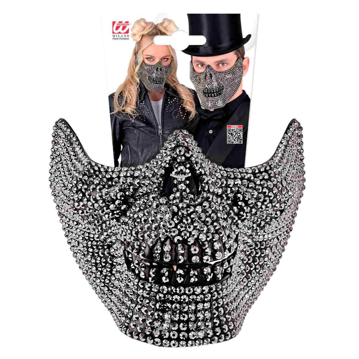 Maschera Viso PVC Horror Teschio con Strass |_933