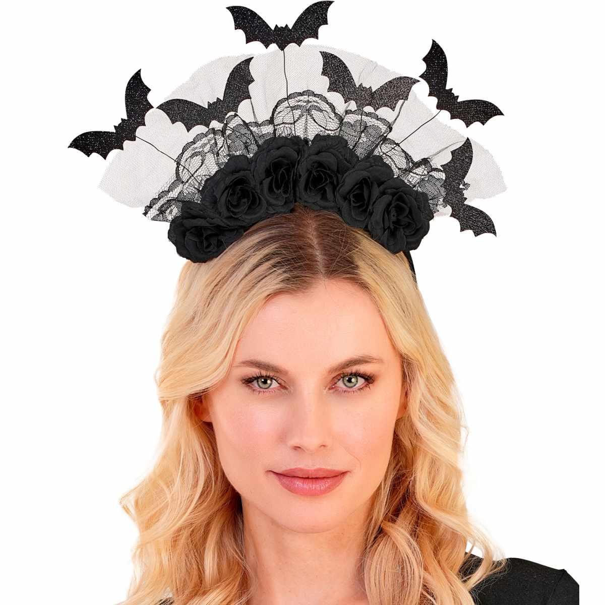 Cerchietto con Pipistrelli e Rose Nere |_130