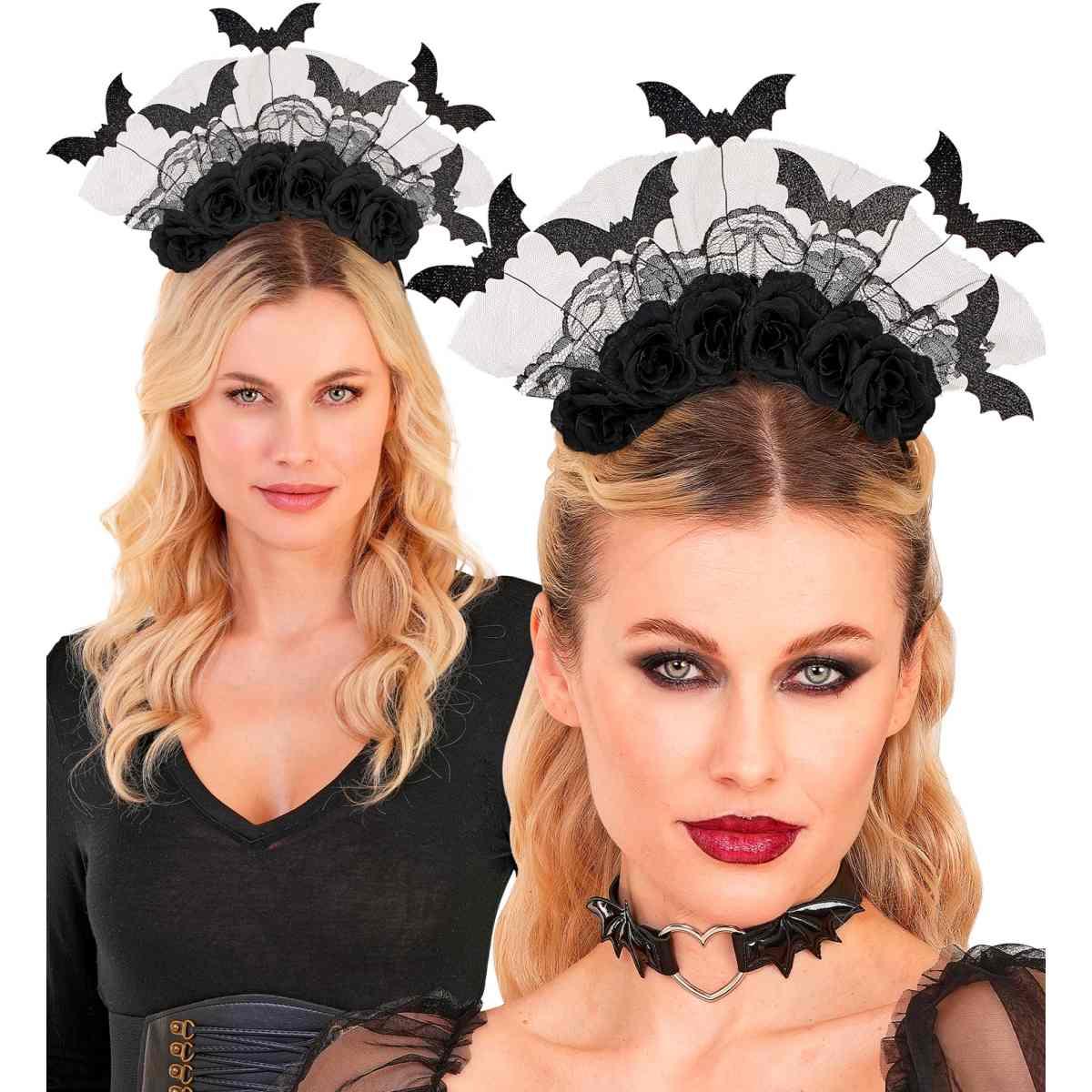 Cerchietto con Pipistrelli e Rose Nere |_130