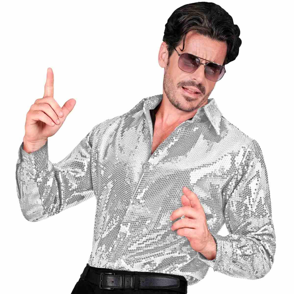 Camicia Party Disco Paillettes Argento |Uomo_C3_01609