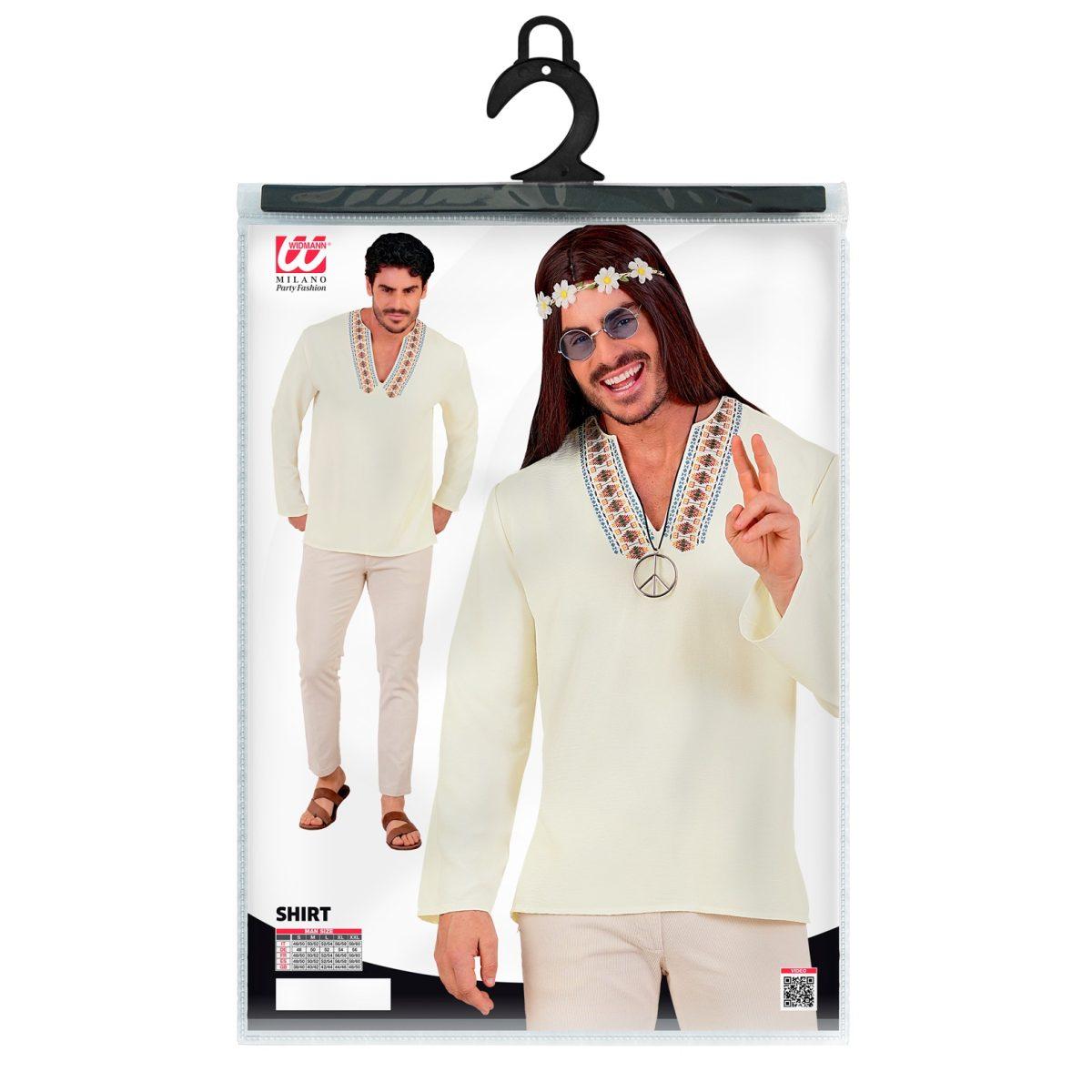 Camicia Hippie Beige con Ricami |Uomo_TN_09995