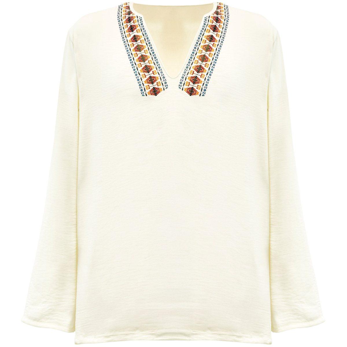 Camicia Hippie Beige con Ricami |Uomo_TN_09995