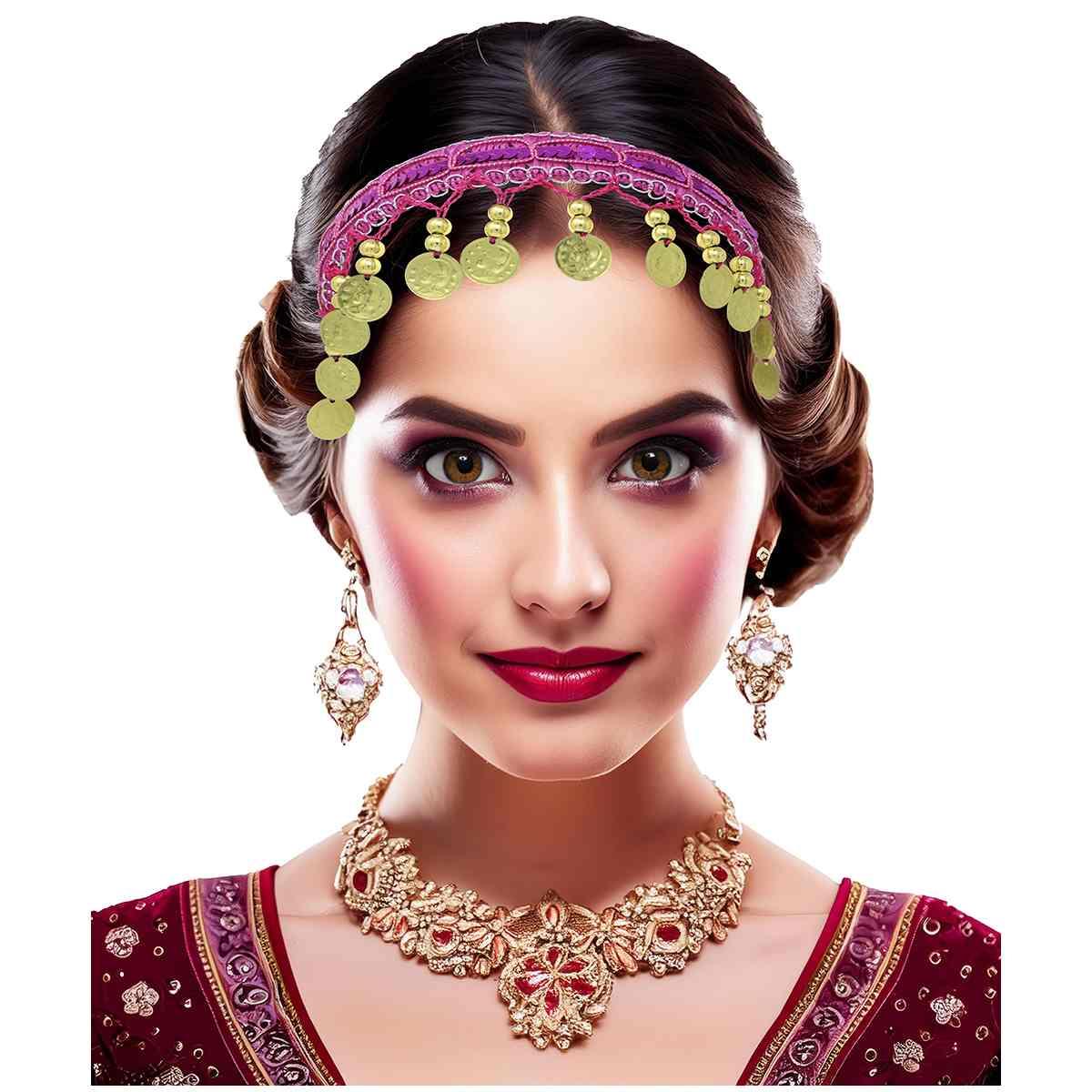 Copricapo Gitana Rosa con Monete |_710