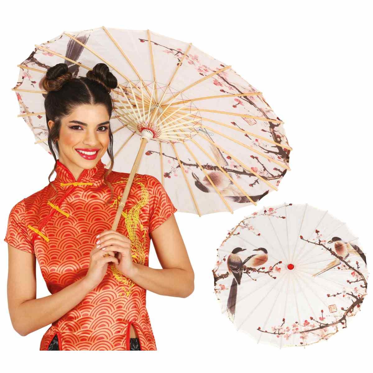 Ombrellino Legno e Carta con Decori Orientali cm.Ø82 |_905