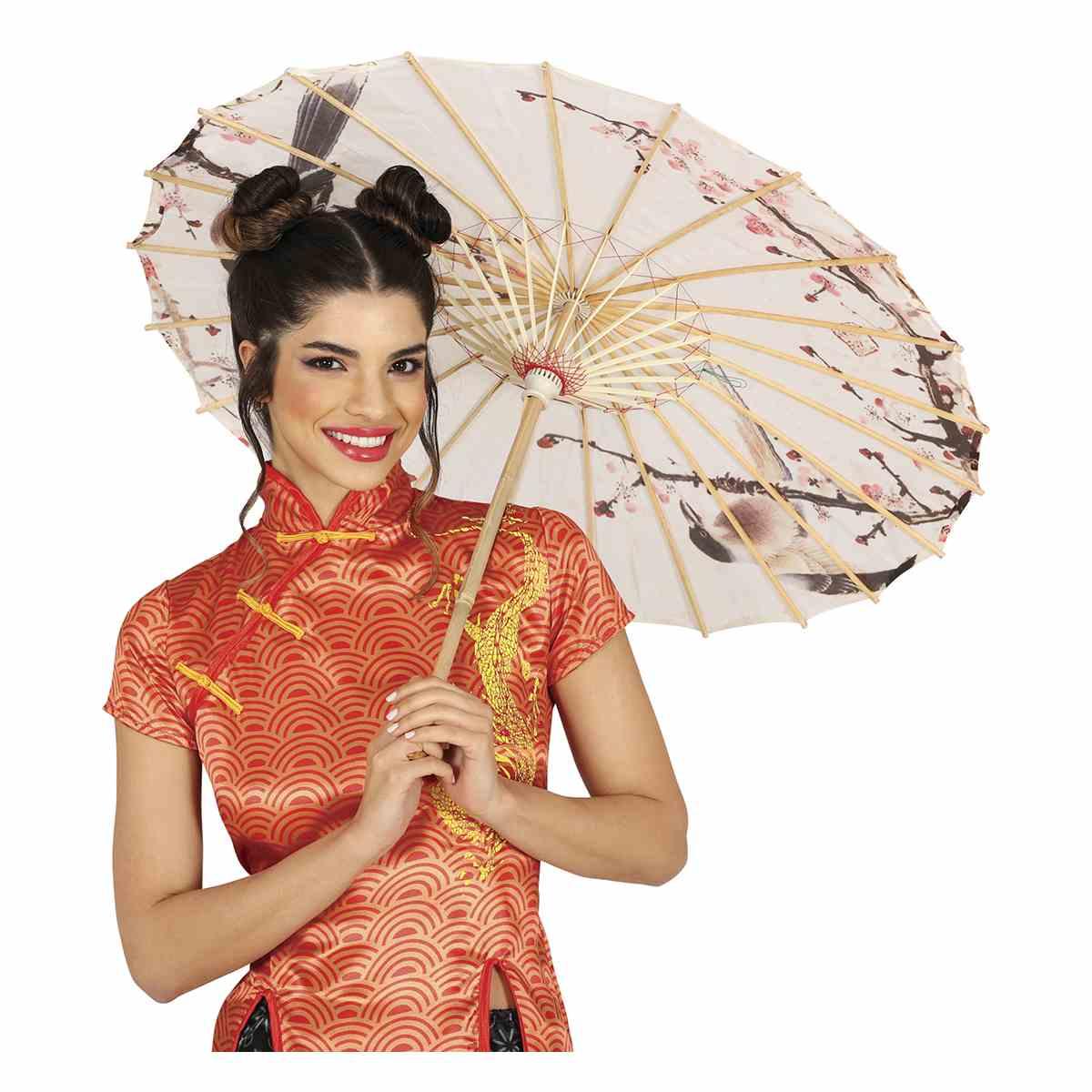 Ombrellino Legno e Carta con Decori Orientali cm.Ø82 |_905