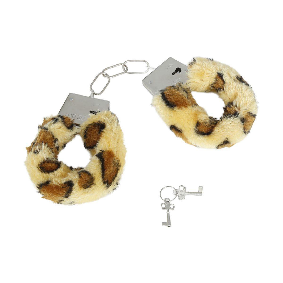 Manette Metallo Peluche Leopardate con Chiave |_746