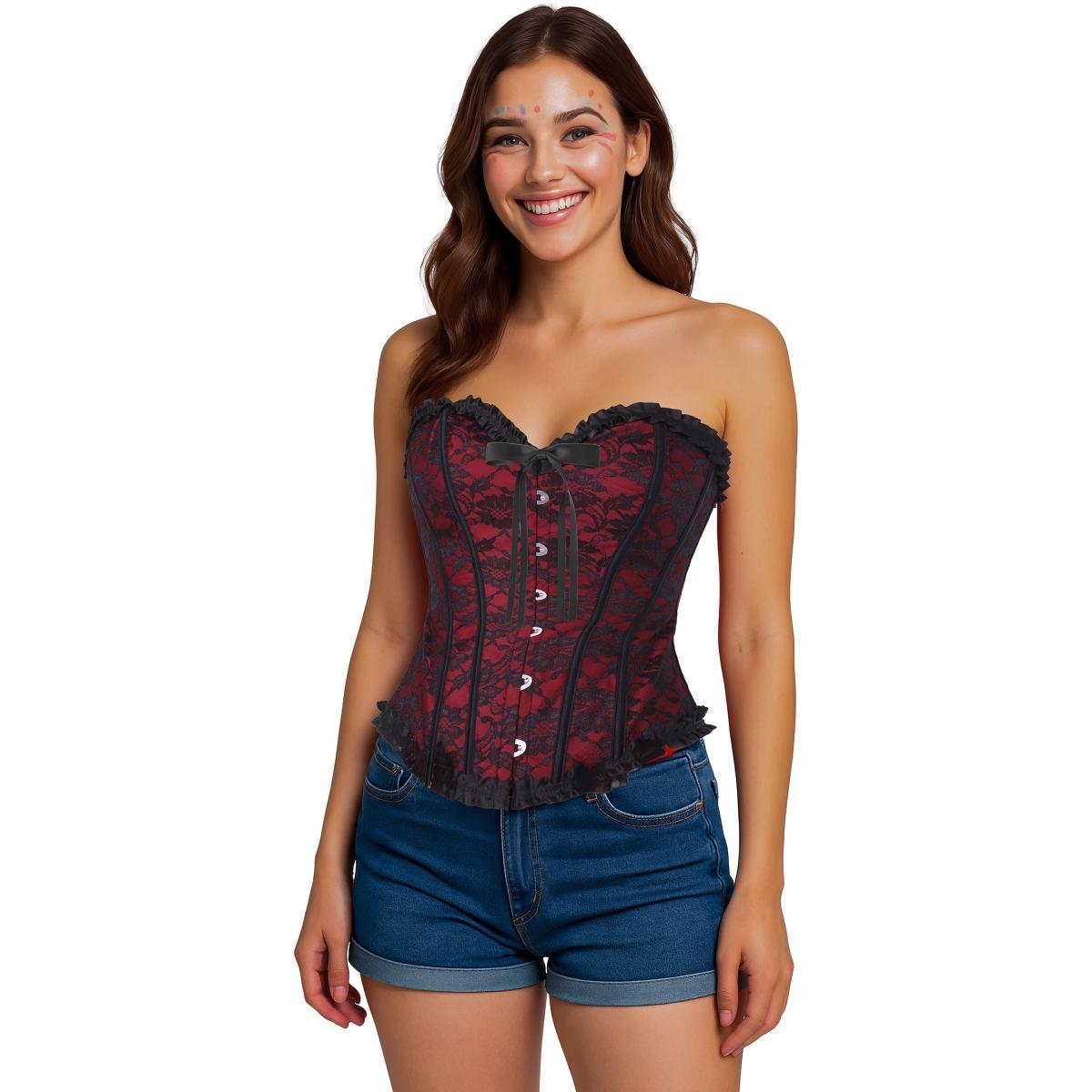 Bustino Corpetto Bordeaux Ricamato |Donna