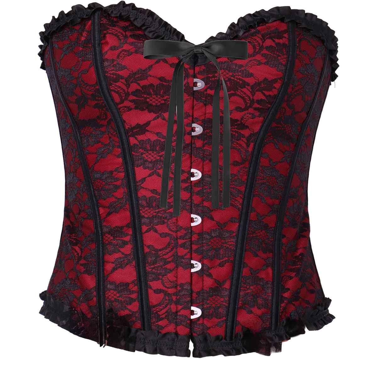 Bustino Corpetto Bordeaux Ricamato |Donna