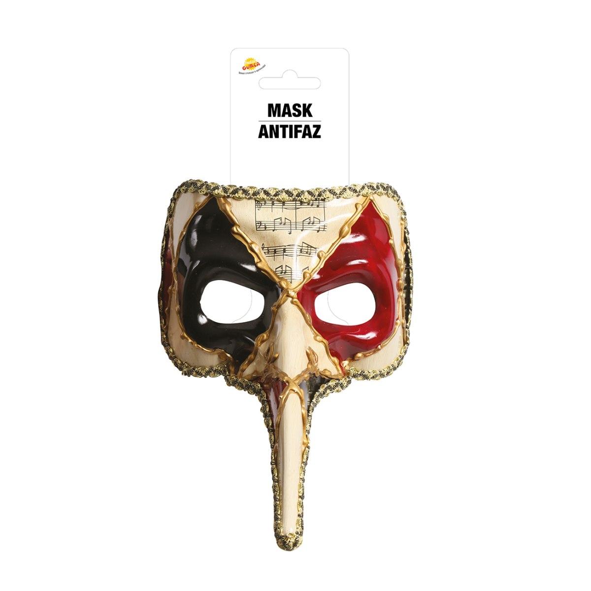 Maschera Viso Cartapesta con Naso Lungo Decorata |_258