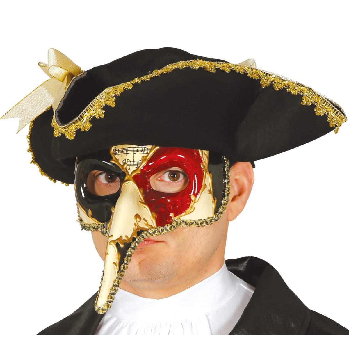 Maschera Viso Cartapesta con Naso Lungo Decorata |_258