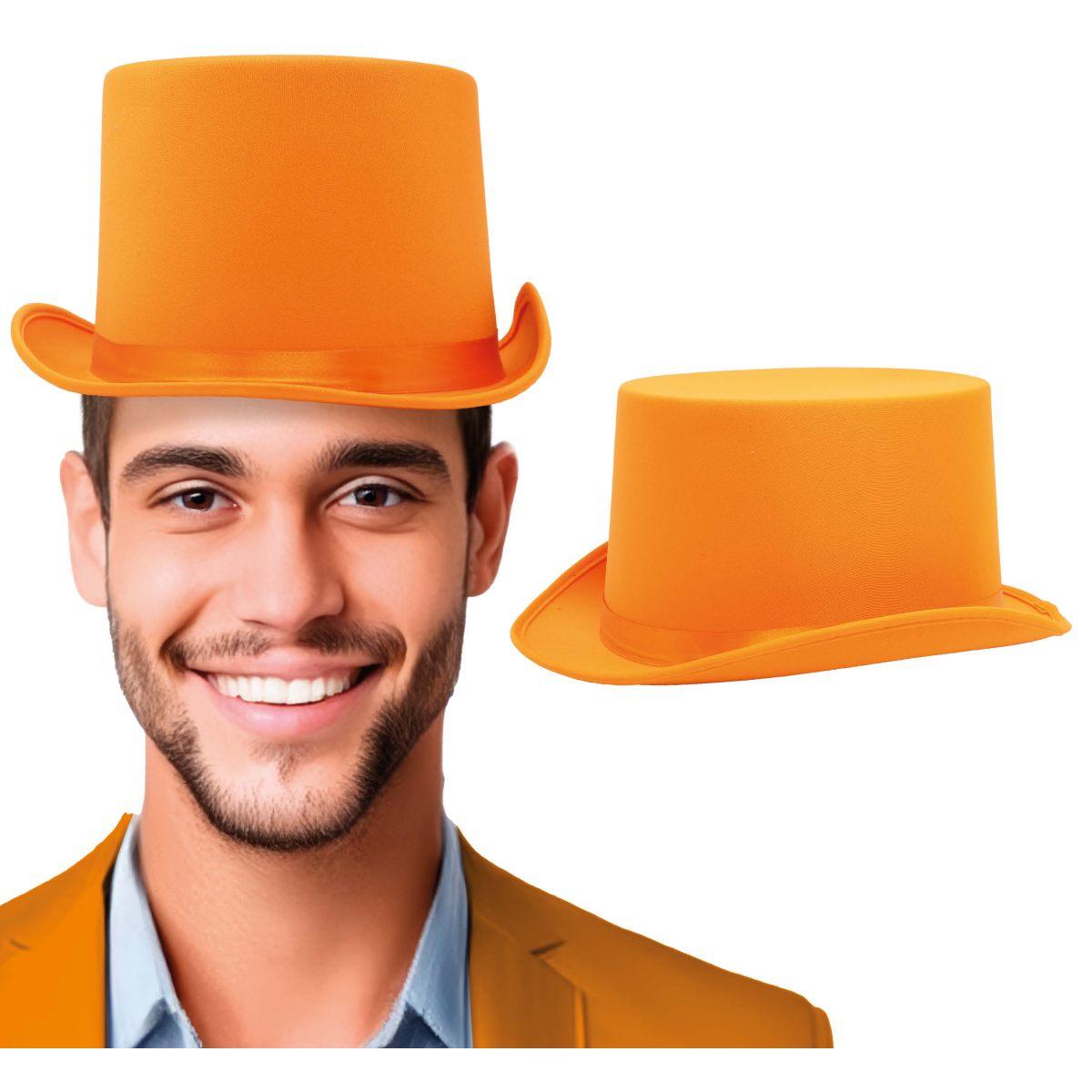 Cappello Cilindro Arancione Raso |_996