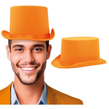 Cappello Cilindro Arancione Raso |_996