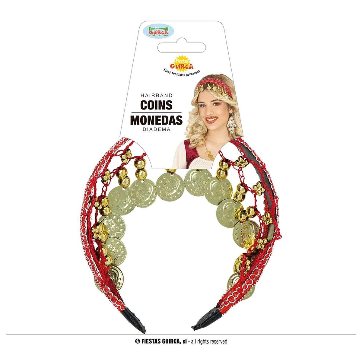 Copricapo Gitana Rosso con Monete |_795