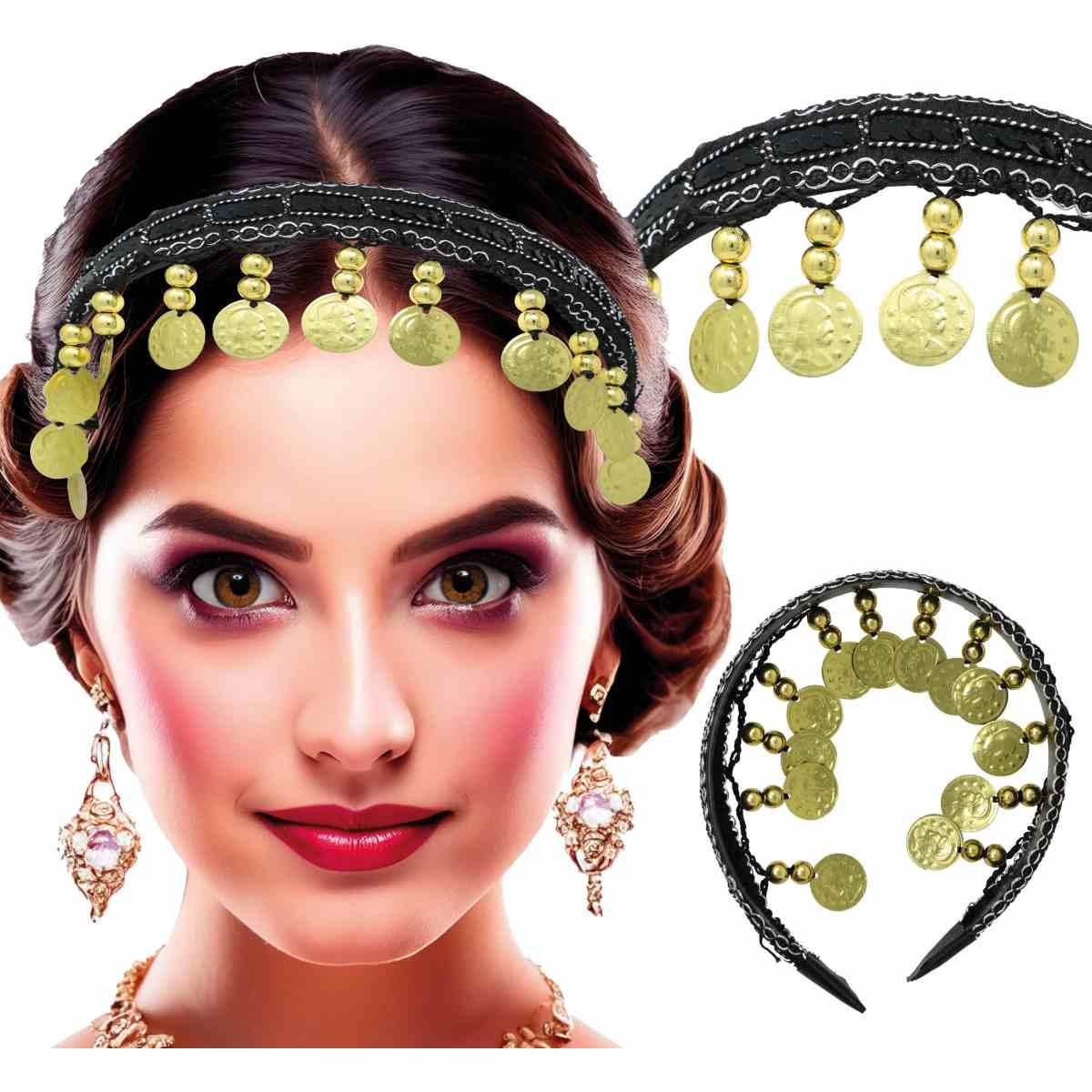 Copricapo Gitana Nero con Monete |_703