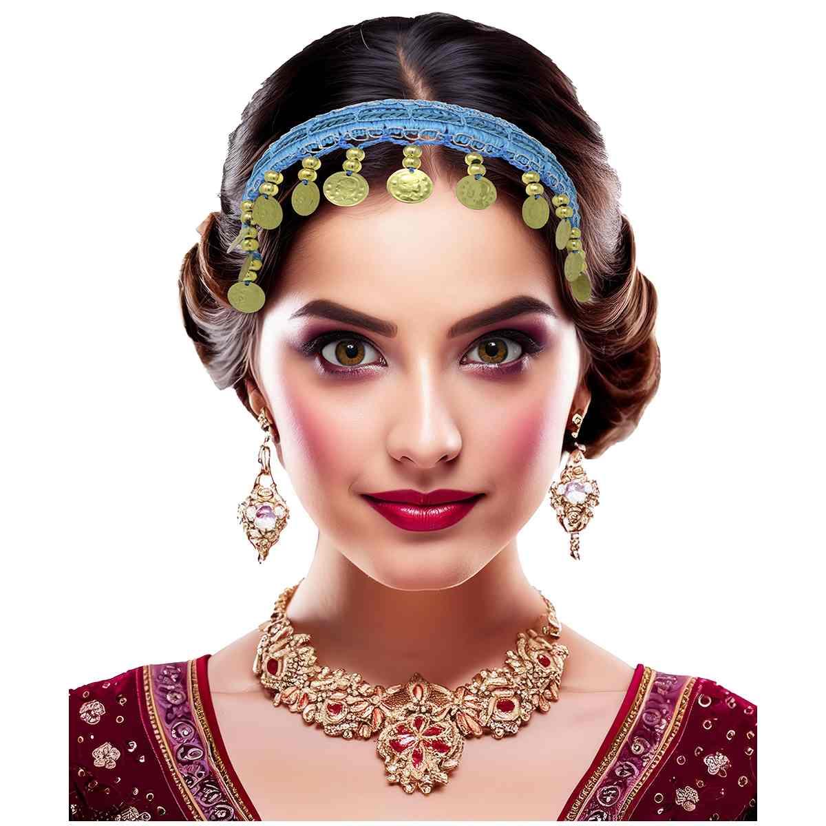 Copricapo Gitana Azzurro con Monete |_727