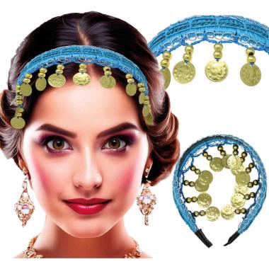 Copricapo Gitana Azzurro con Monete |_727