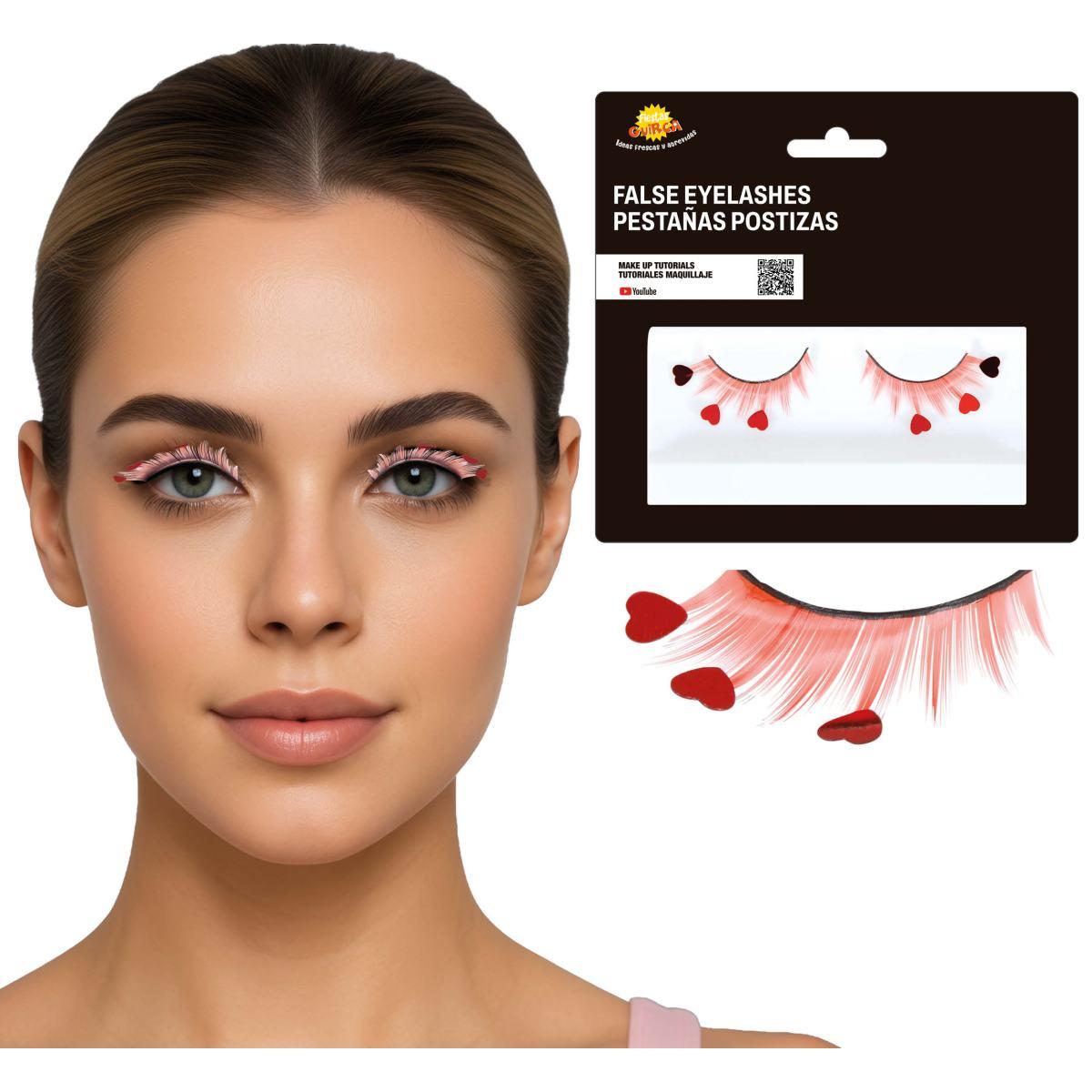 Trucco Ciglia Rosse con Cuori |_962