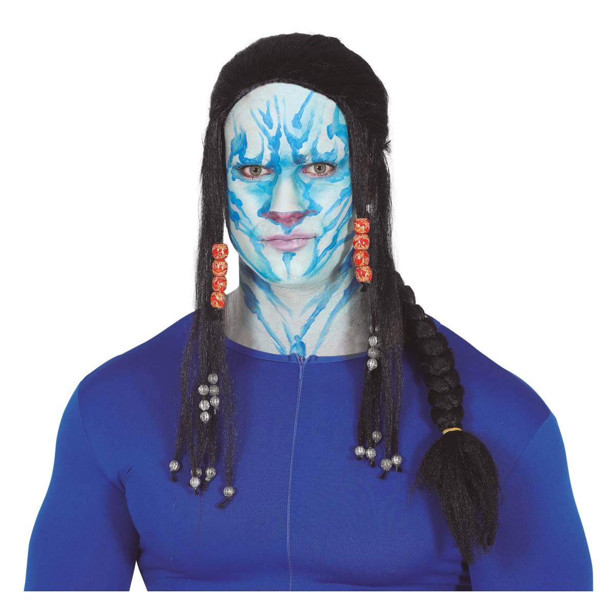 Parrucca Nera Avatar con Perline |_434