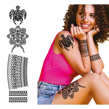 Tatuaggi Viso Corpo Rimovibili Tribali con Tartaruga |_487