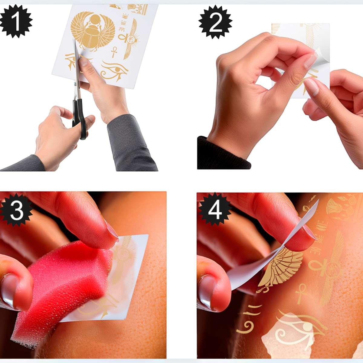 Tatuaggi viso corpo rimovibili egiziani oro