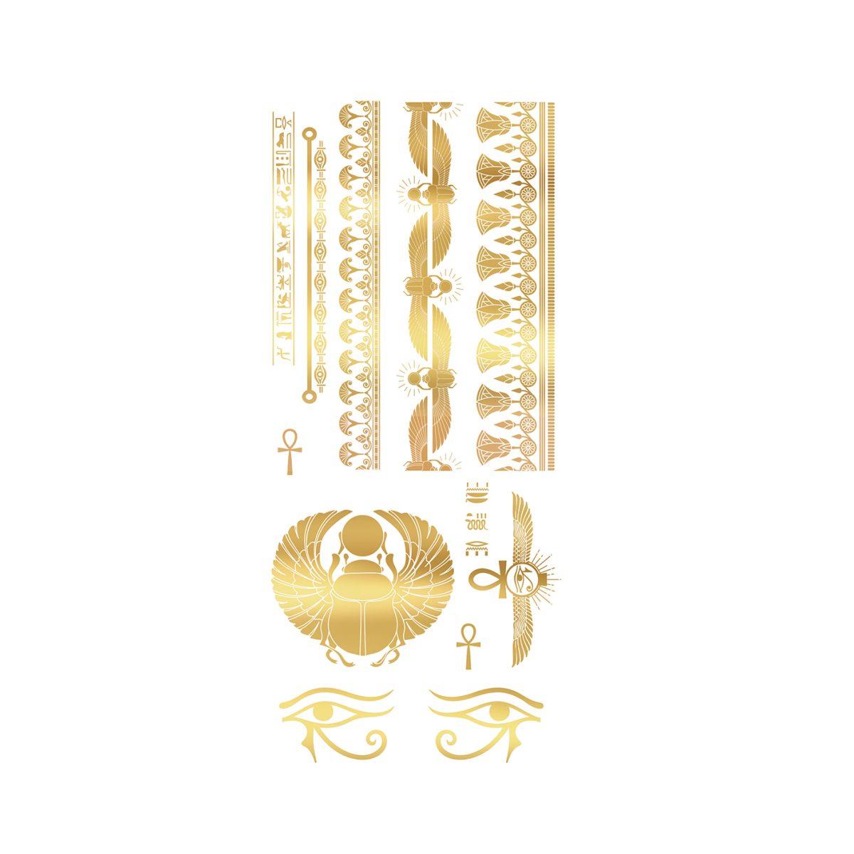 Tatuaggi Viso Corpo Rimovibili Egiziani Oro |Guirca_425