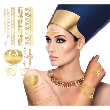 Tatuaggi Viso Corpo Rimovibili Egiziani Oro |Guirca_425