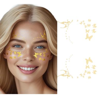 Tatuaggi Viso Rimovibili Farfalla Oro |Guirca_650