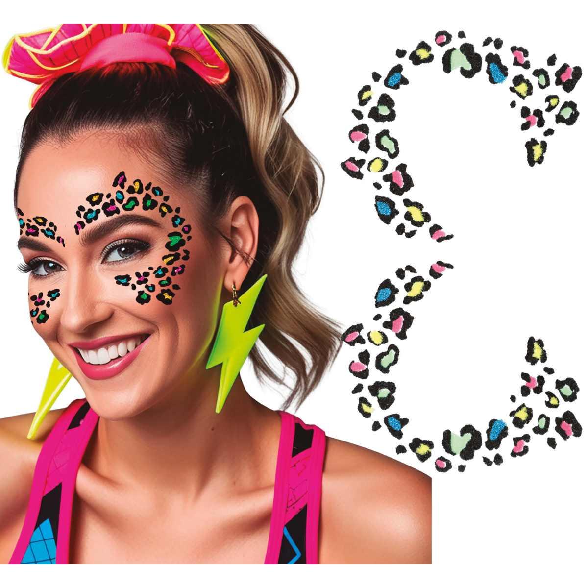 Tatuaggi Viso Rimovibili Leopardo Multicolor |Guirca_781