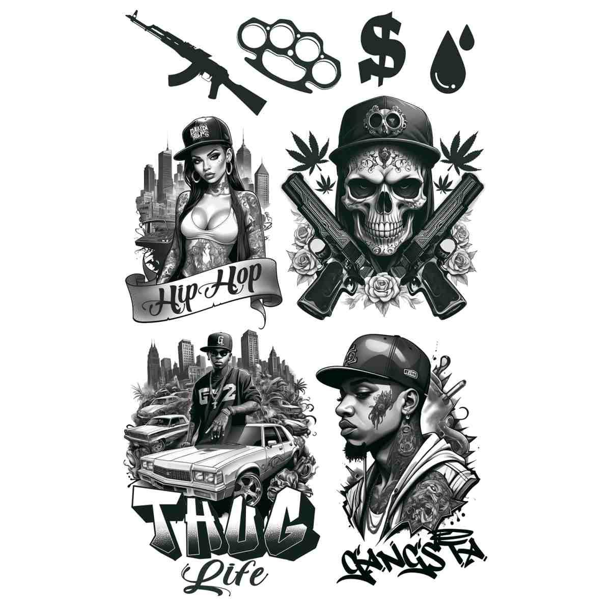 Tatuaggi Rimovibili Corpo Thug Life |_736