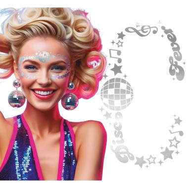 Tatuaggi Viso Rimovibili Disco Argento Glitter |_691