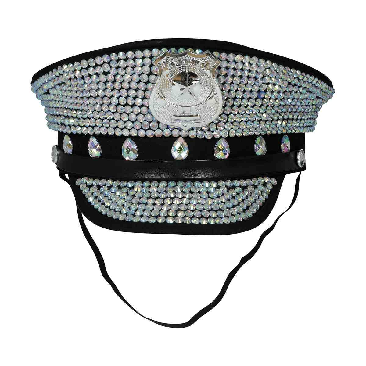 Cappello Polizia Nero con Strass |_901