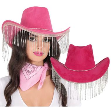 Cappello Cowboy Rosa con Frange |_558