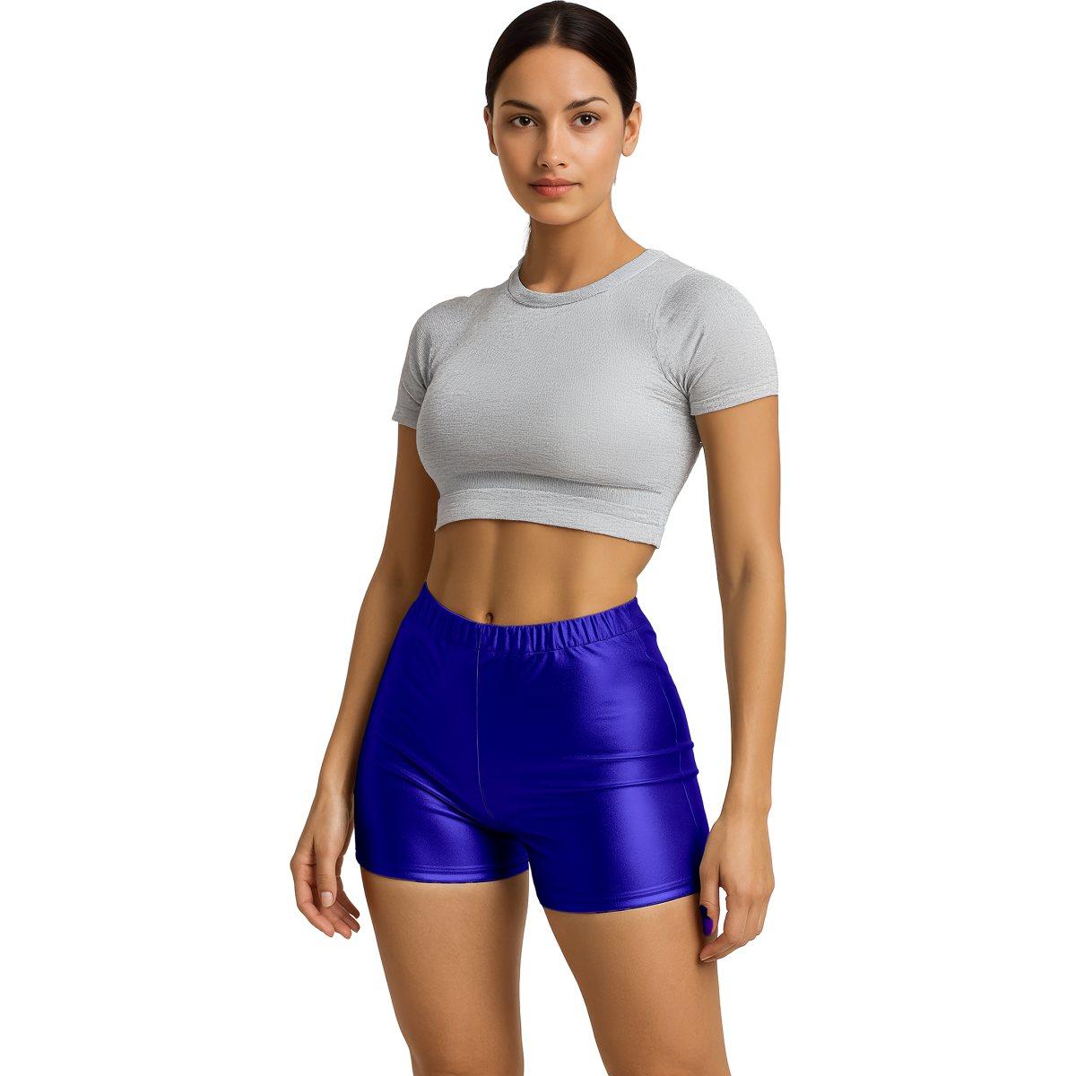 Pantaloncino Metallizzato Blu Corto |Donna