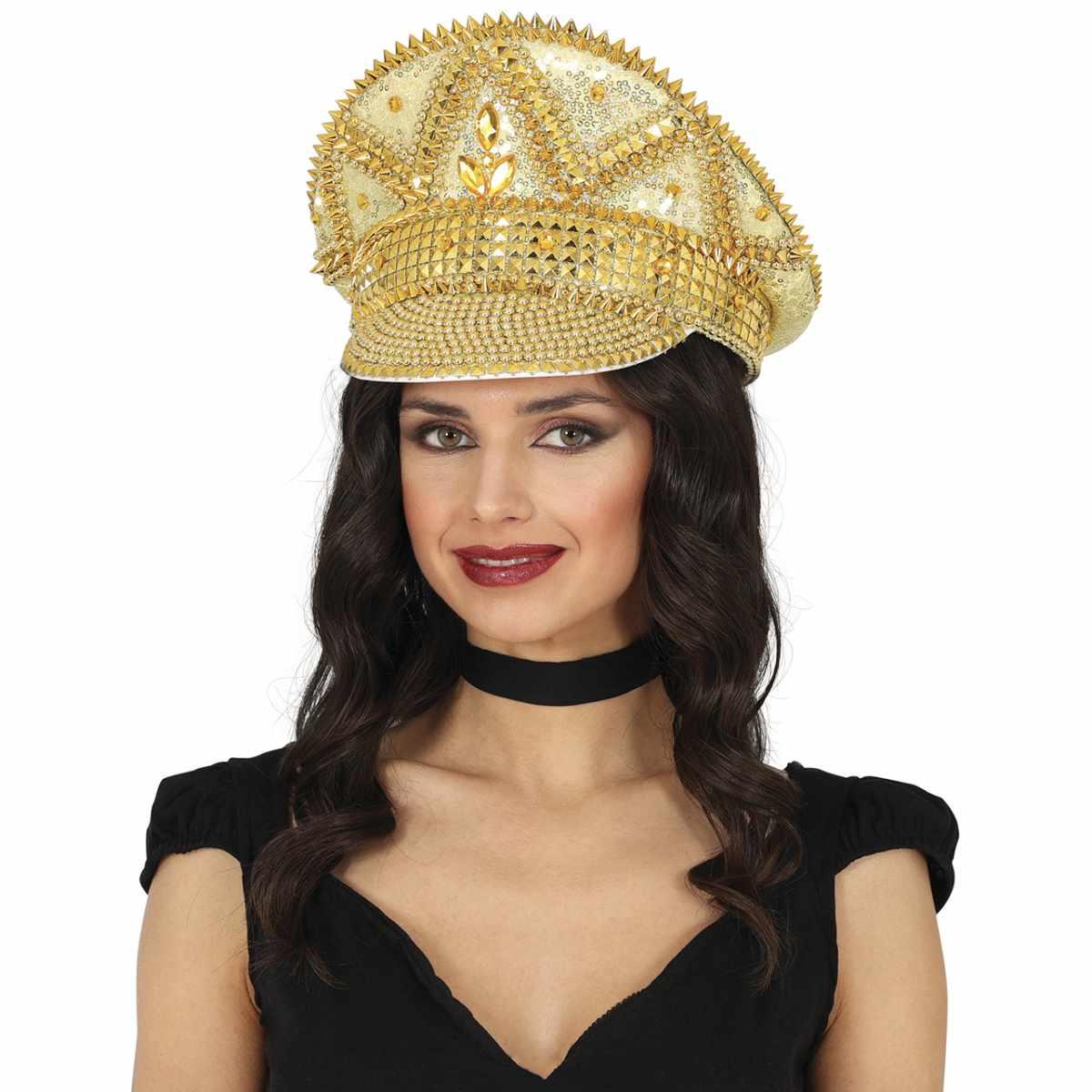 Cappello Oro con Strass e Visiera |_925