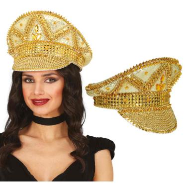 Cappello Oro con Strass e Visiera |_925
