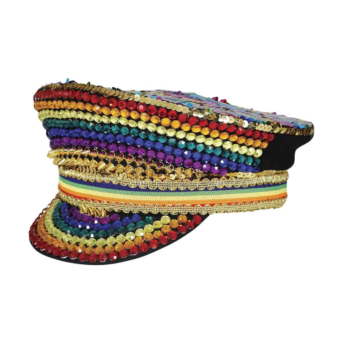 Cappello Multicolor con Strass e Visiera |_918