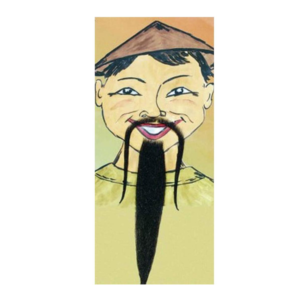 Baffi Cinese Neri con Pizzetto e Adesivo |Orlob