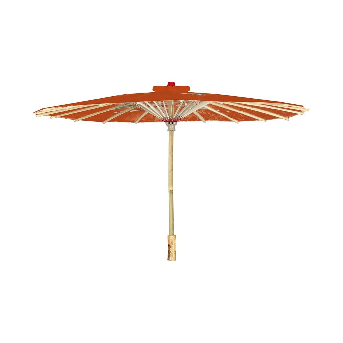 Ombrellino Legno e Carta Rosso con Decori Orientali cm.Ø82 |_906