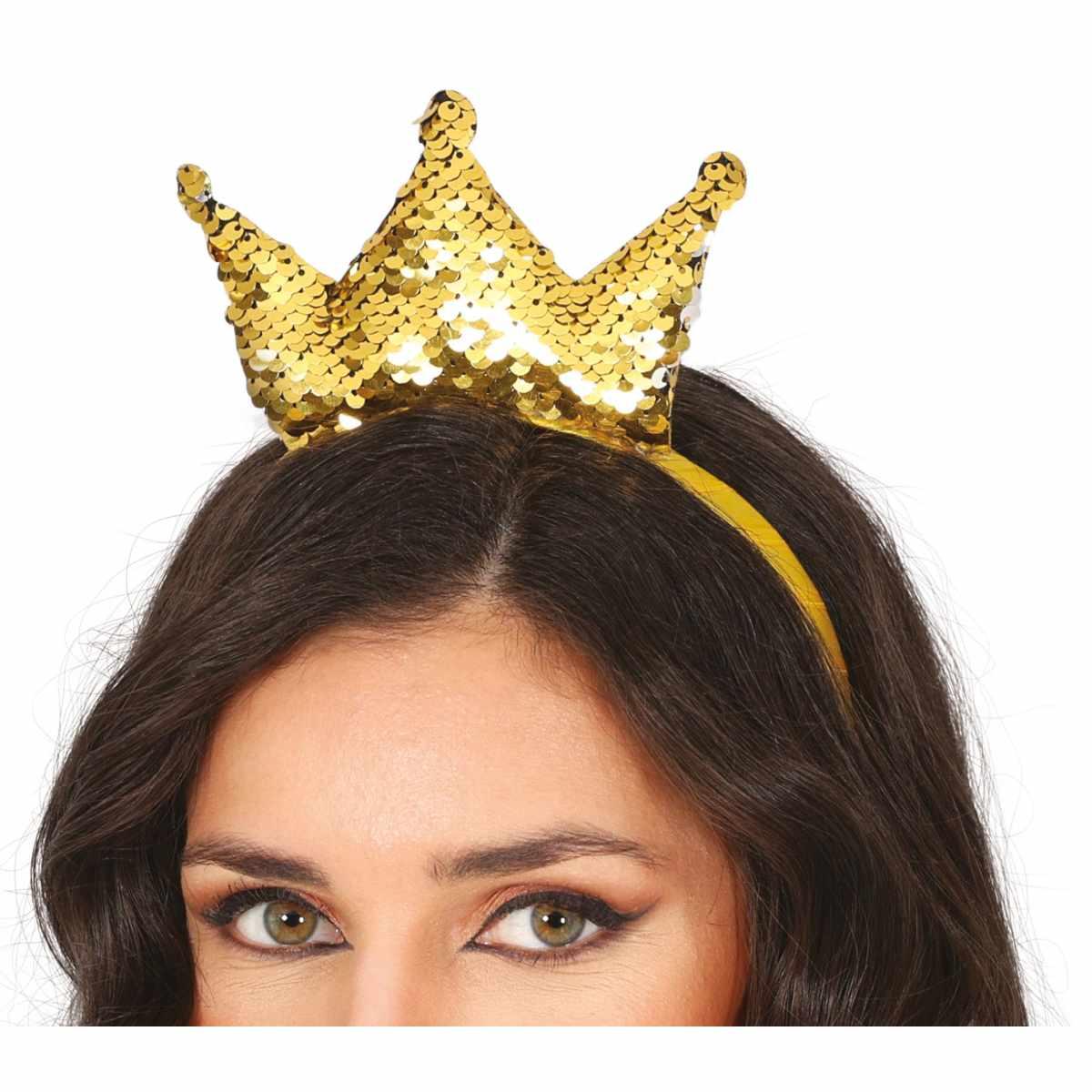 Cerchietto Corona Paillettes Oro |_176