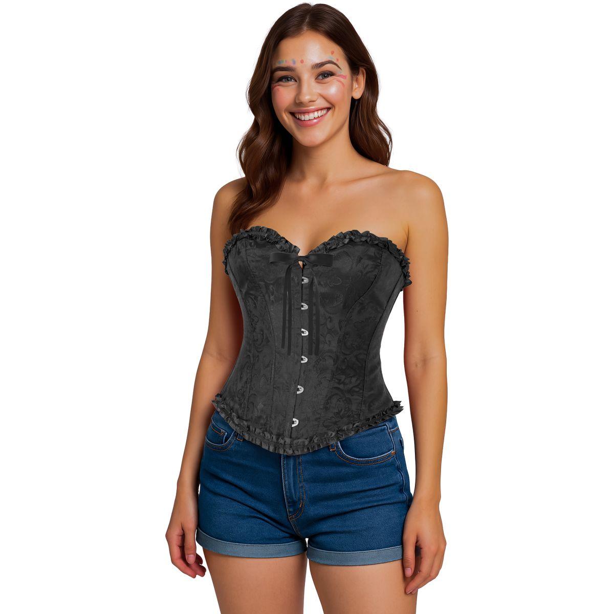 Bustino Corpetto Nero con Ricami |Donna