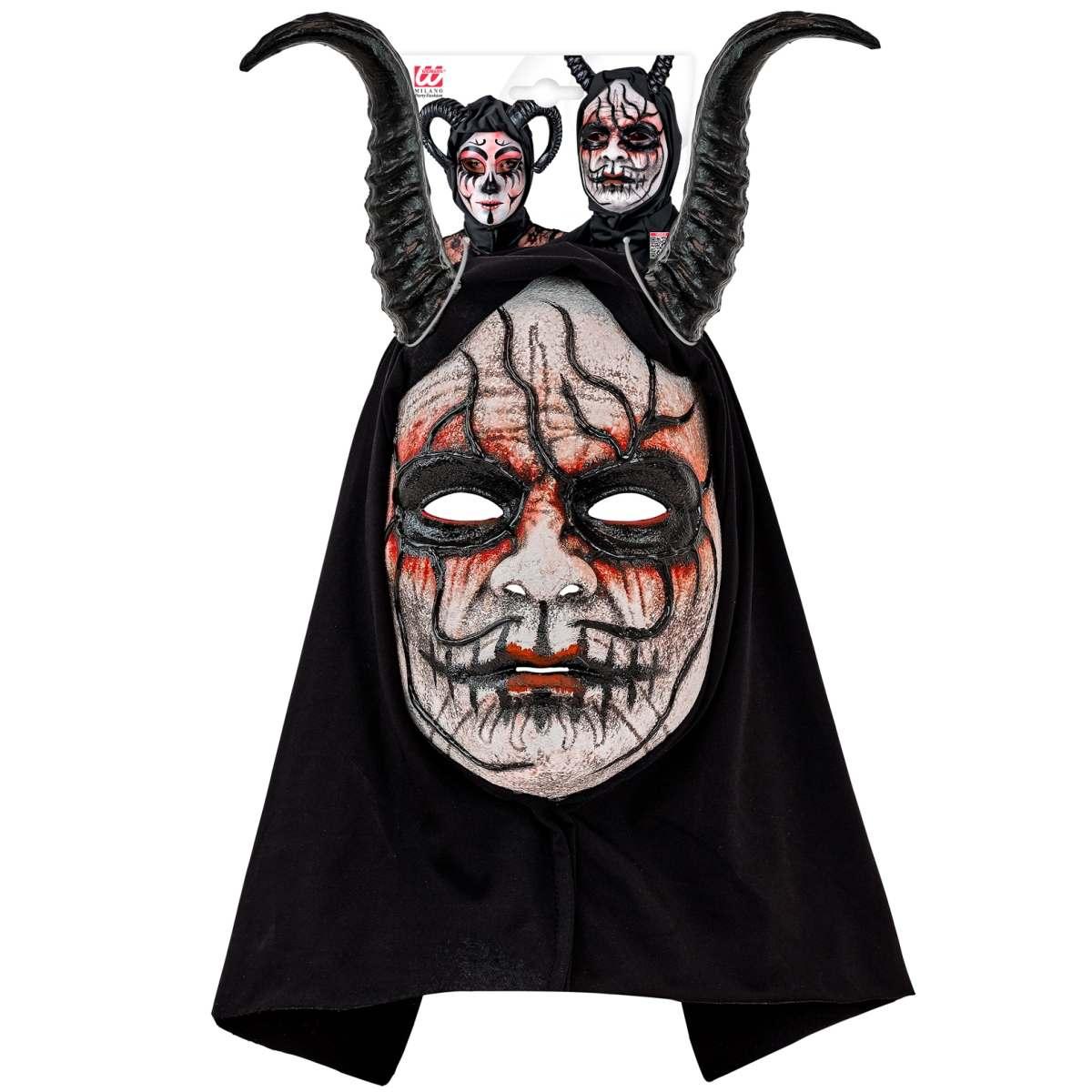 Maschera Viso PVC Horror Commedia dell'Arte con Cappuccio|_259