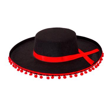 Cappello Torero Feltro Nero Rosso |_407
