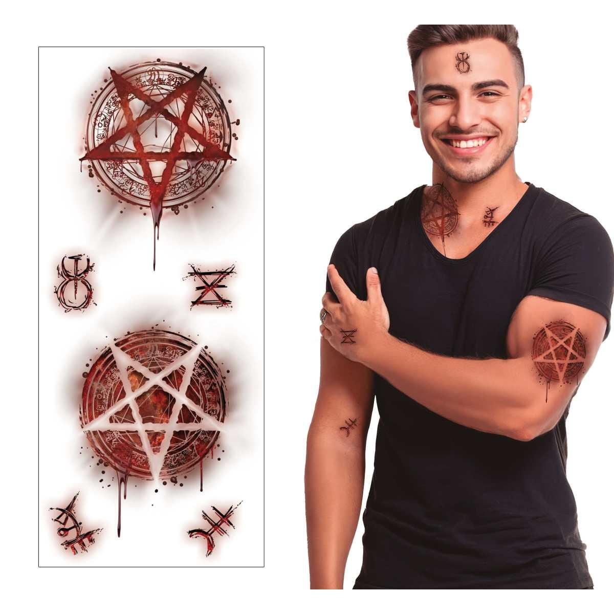 Tatuaggi viso rimovibili satanici