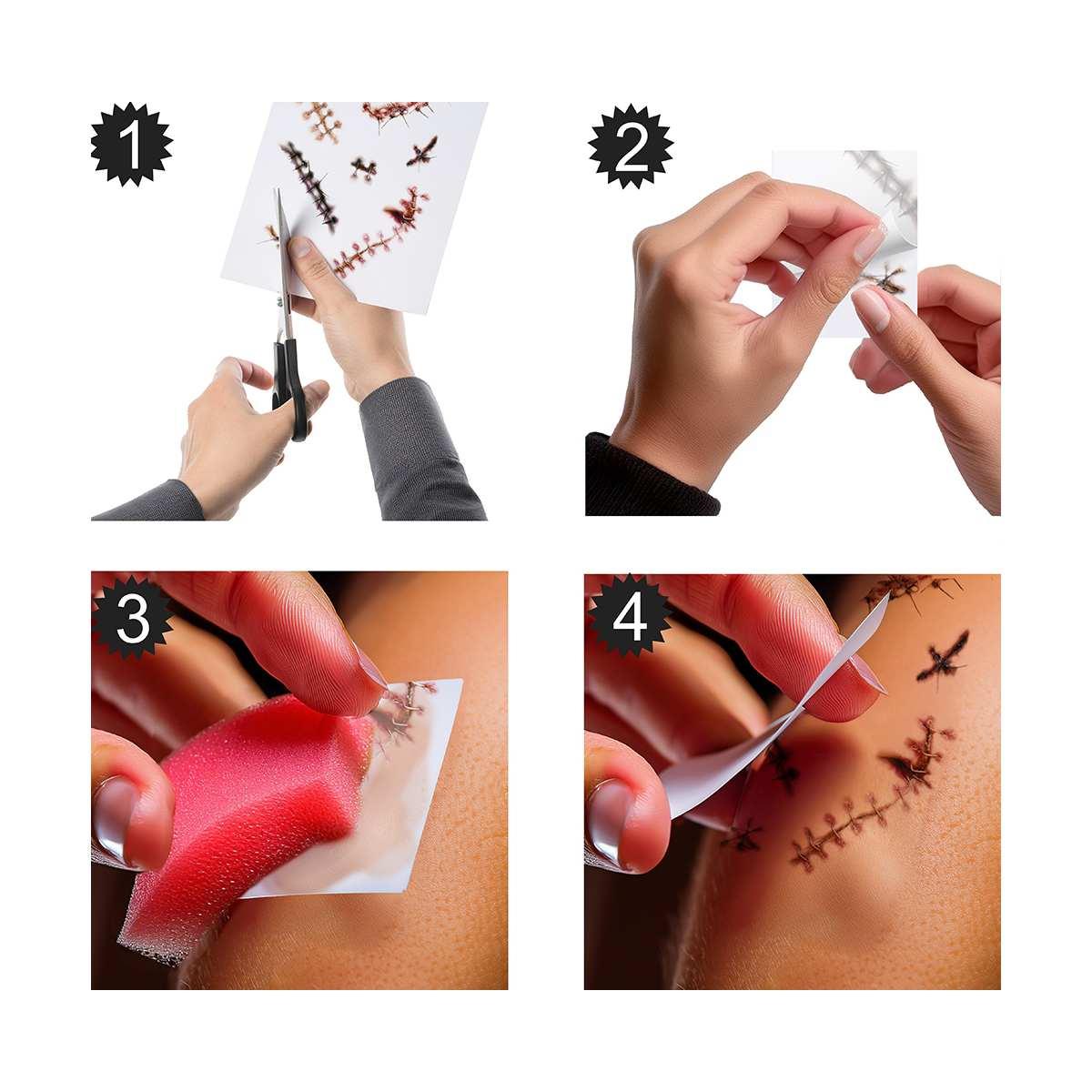 Tatuaggi rimovibili corpo cicatrici insanguinate