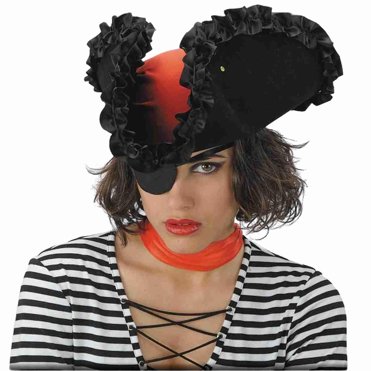 Cappello Piratessa Nero con Bandana Rossa |Carnival Toys
