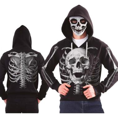 Costume felpa scheletro cappuccio