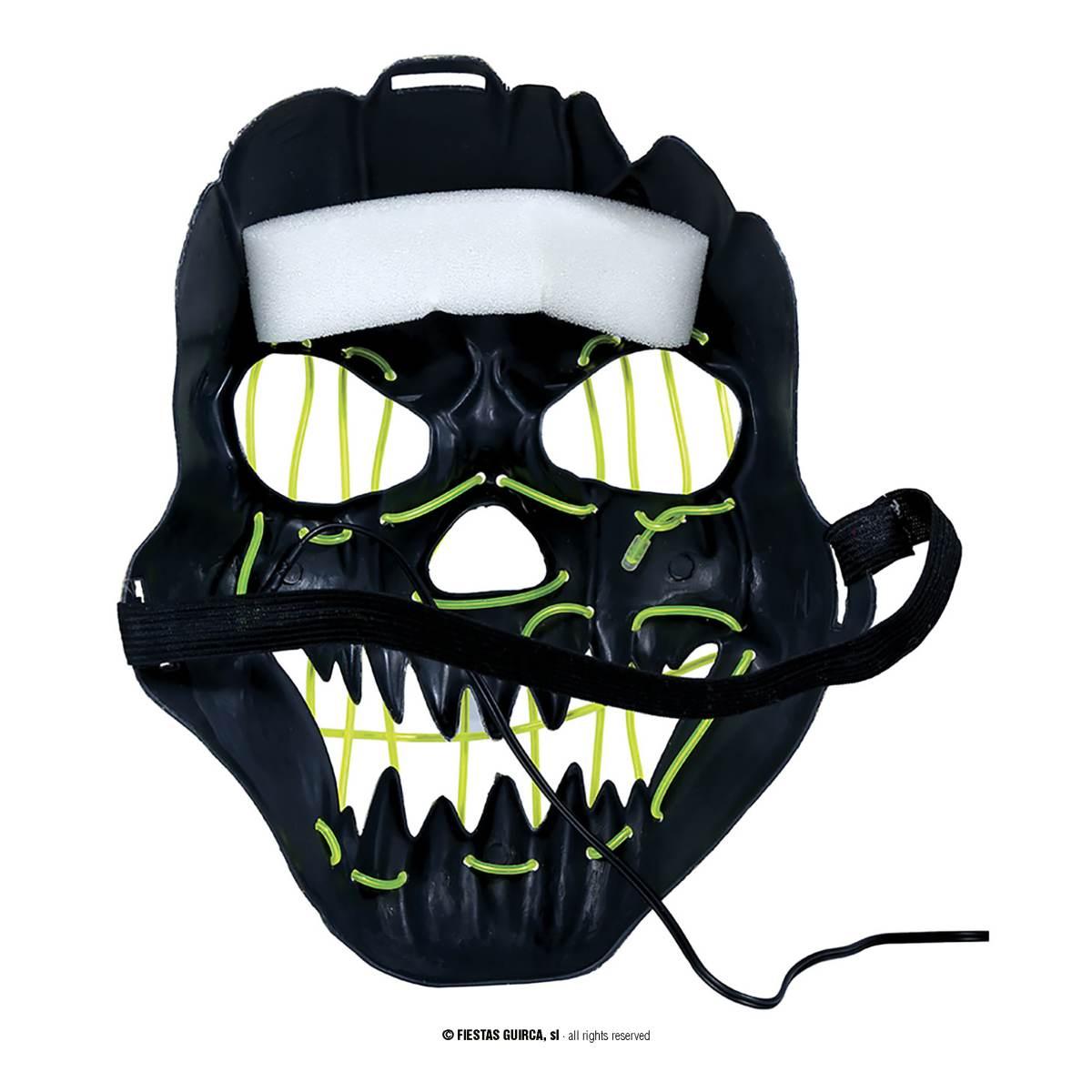 Maschera viso pvc horror luce verde |Guir_414