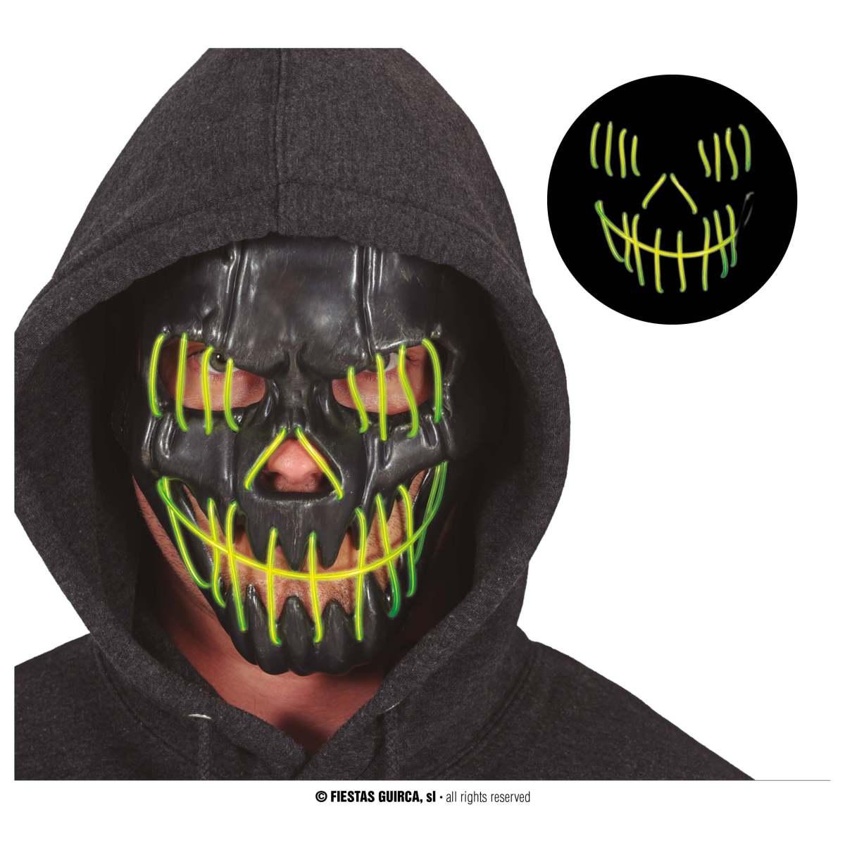 Maschera viso pvc horror luce verde |Guir_414
